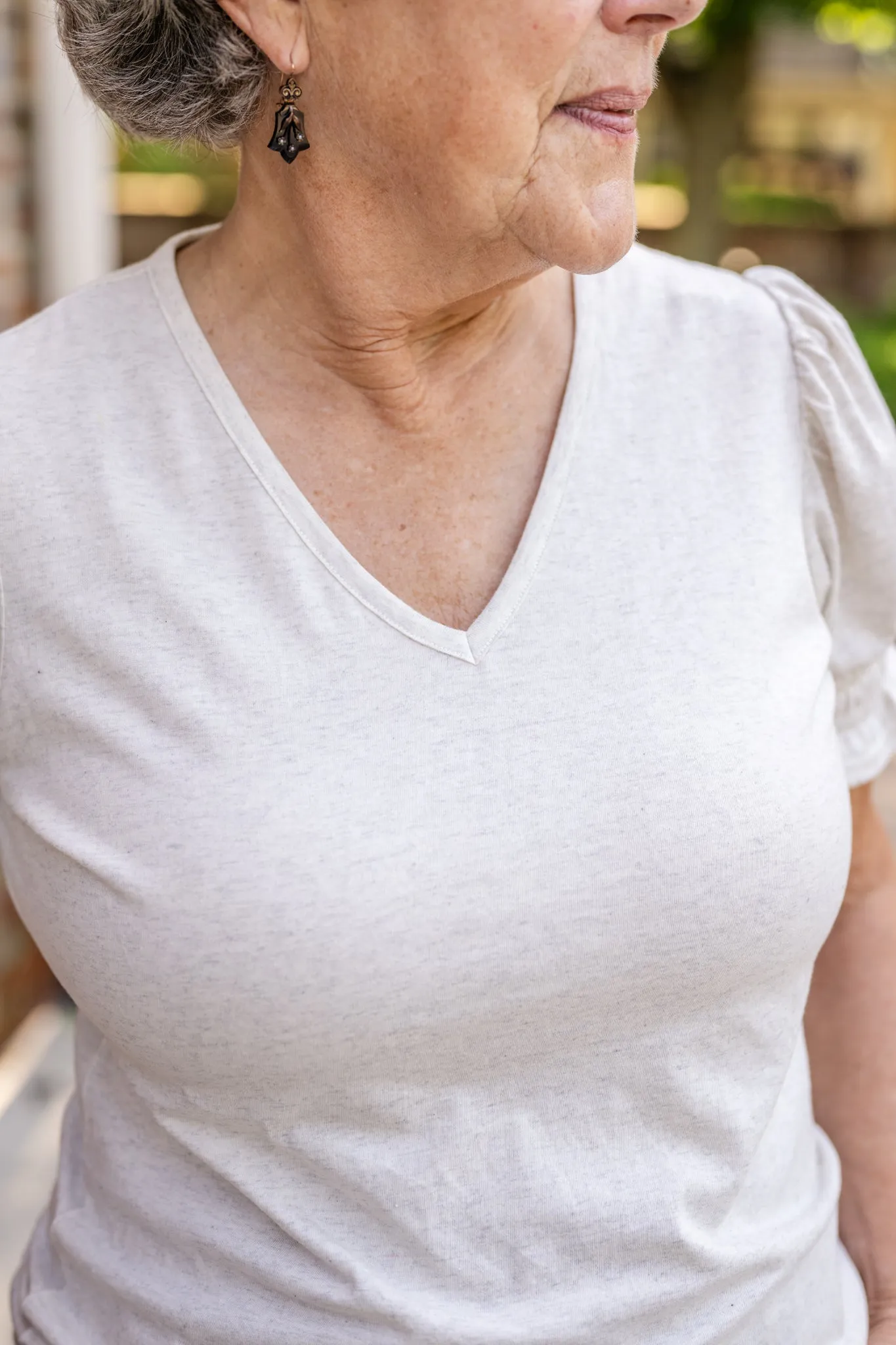 V Neck Smocked Short Sleeve Top