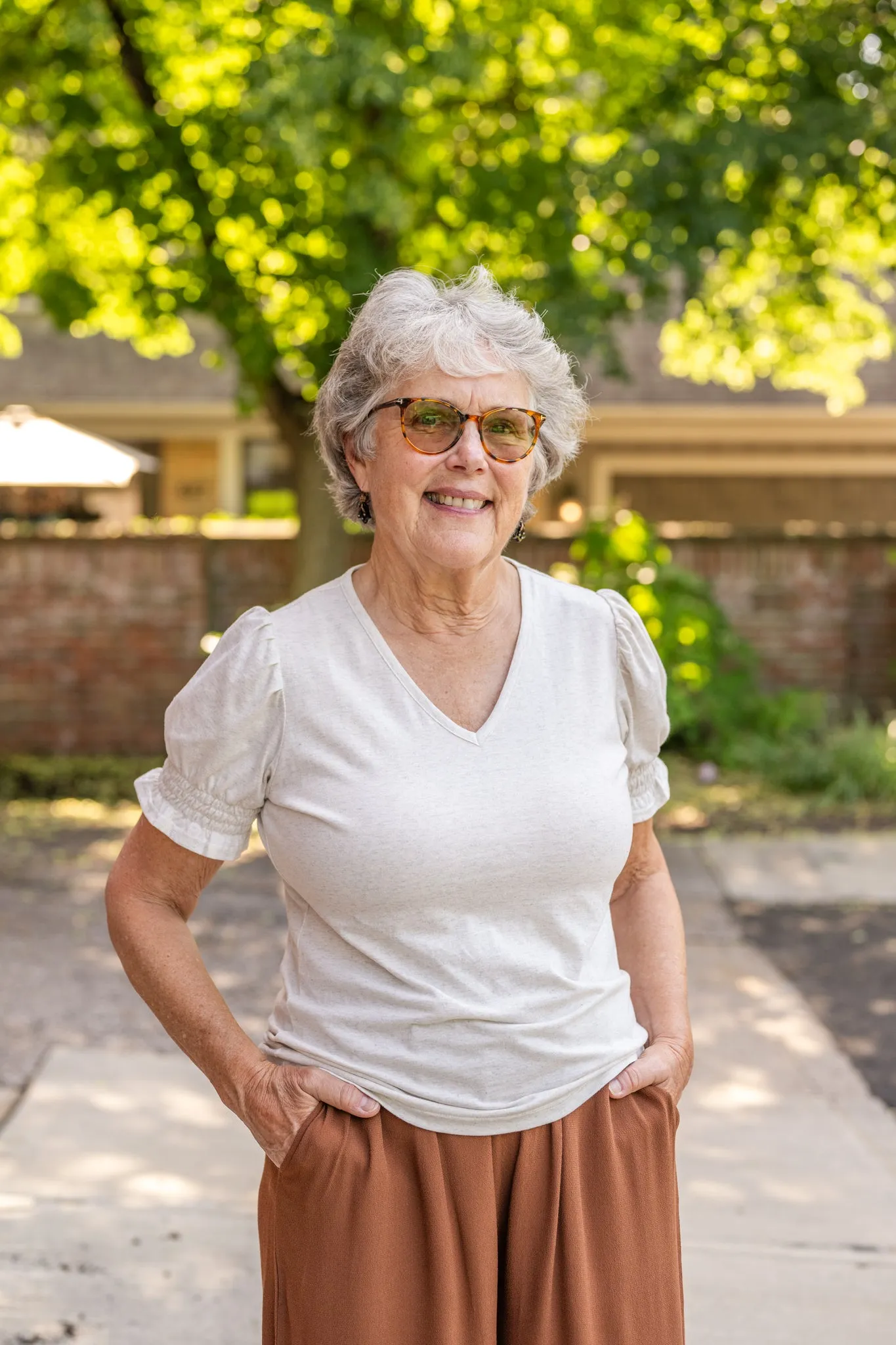 V Neck Smocked Short Sleeve Top