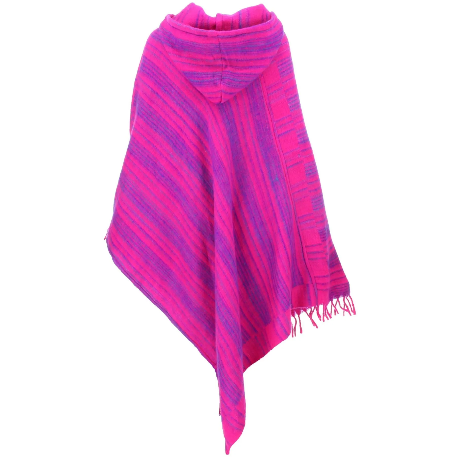 Vegan Wool Hooded Poncho - Pink
