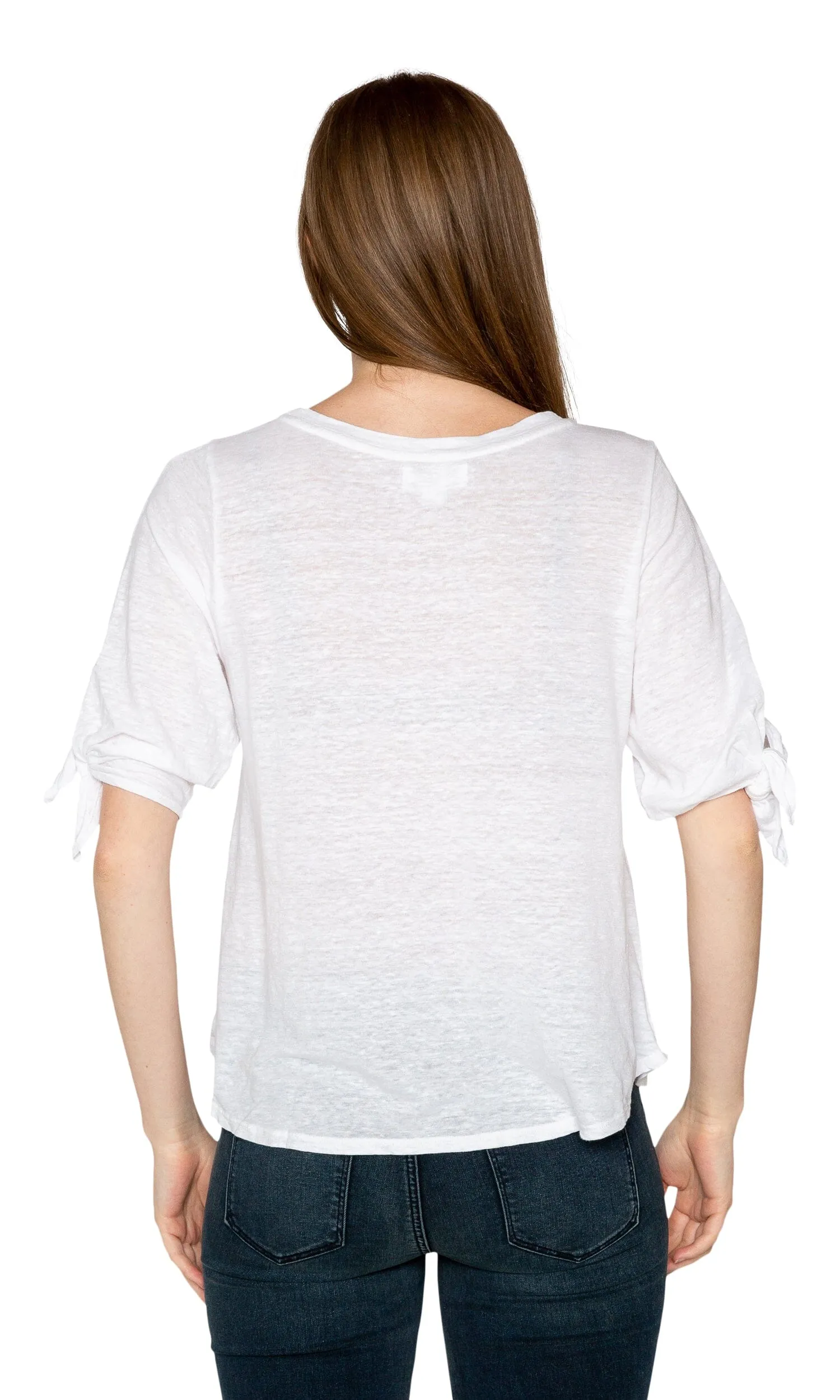 Velvet by Graham & Spencer Bianca Linen Knit Tie Sleeve Top