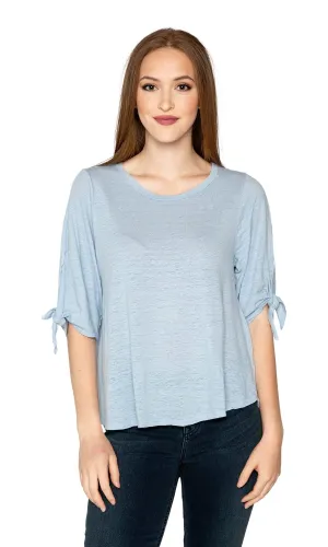 Velvet by Graham & Spencer Bianca Linen Knit Tie Sleeve Top