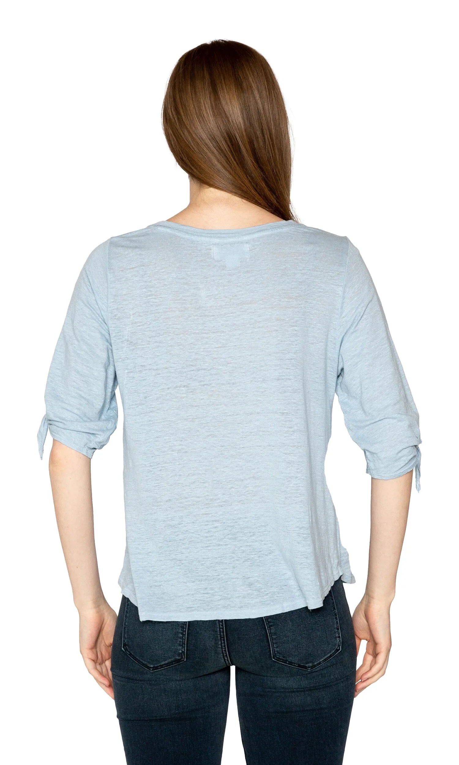 Velvet by Graham & Spencer Bianca Linen Knit Tie Sleeve Top