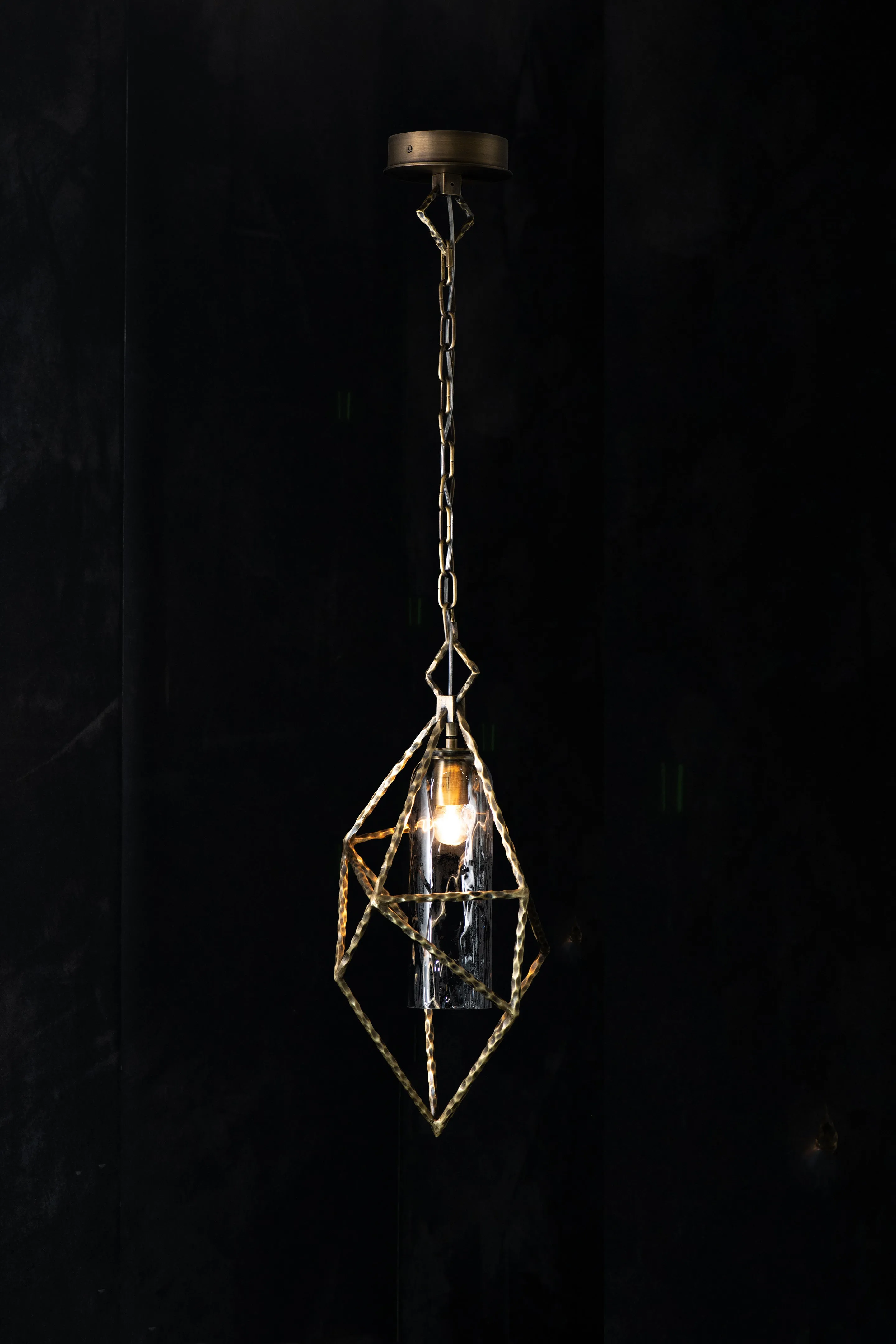 Vesta Geometric Smoked Glass Pendant Light