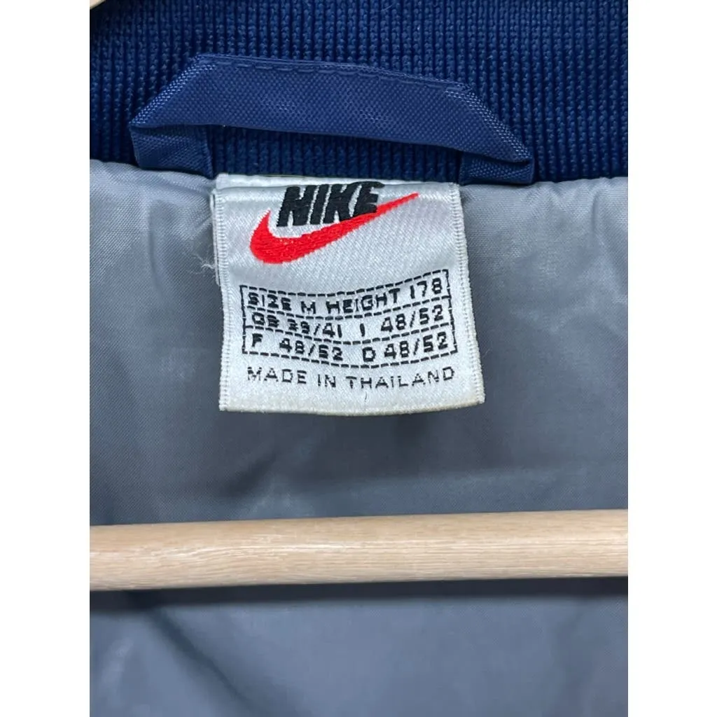 Vintage 1990's Nike Navy Quilt Lined Embroidered Swoosh Puffer Jacket
