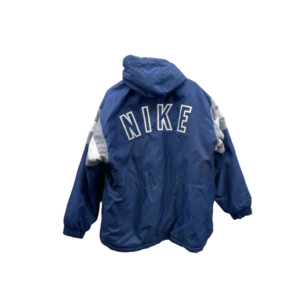 Vintage 1990's Nike Navy Quilt Lined Embroidered Swoosh Puffer Jacket