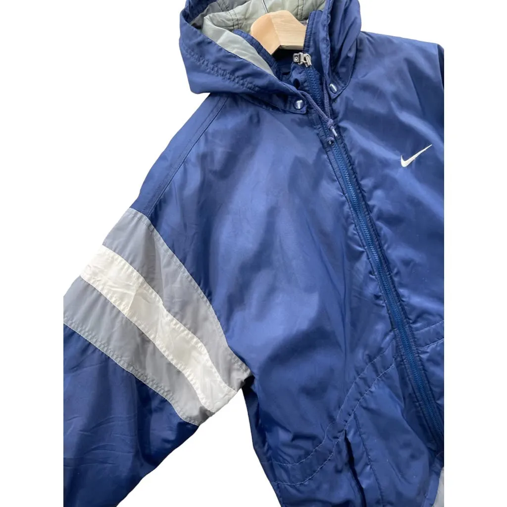 Vintage 1990's Nike Navy Quilt Lined Embroidered Swoosh Puffer Jacket