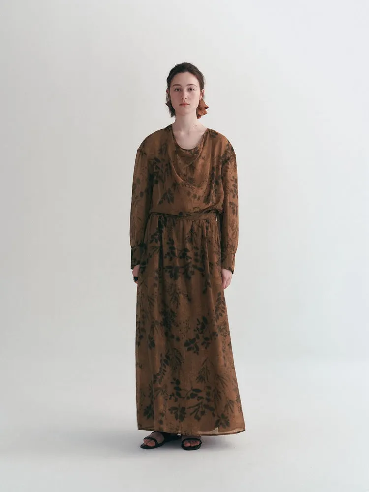 Vintage Romantic Floral High-Waist Midi Skirt