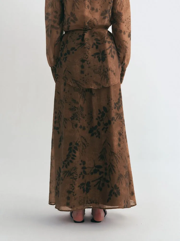 Vintage Romantic Floral High-Waist Midi Skirt