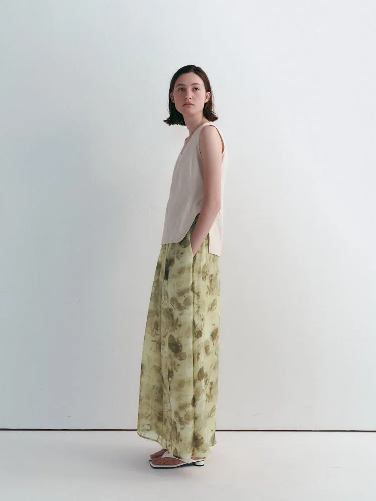 Vintage Romantic Floral High-Waist Midi Skirt