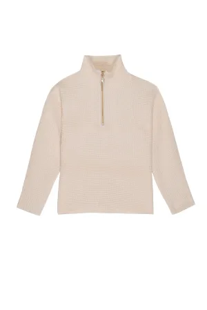 Waffle 1/2 Zip Pullover, Creme