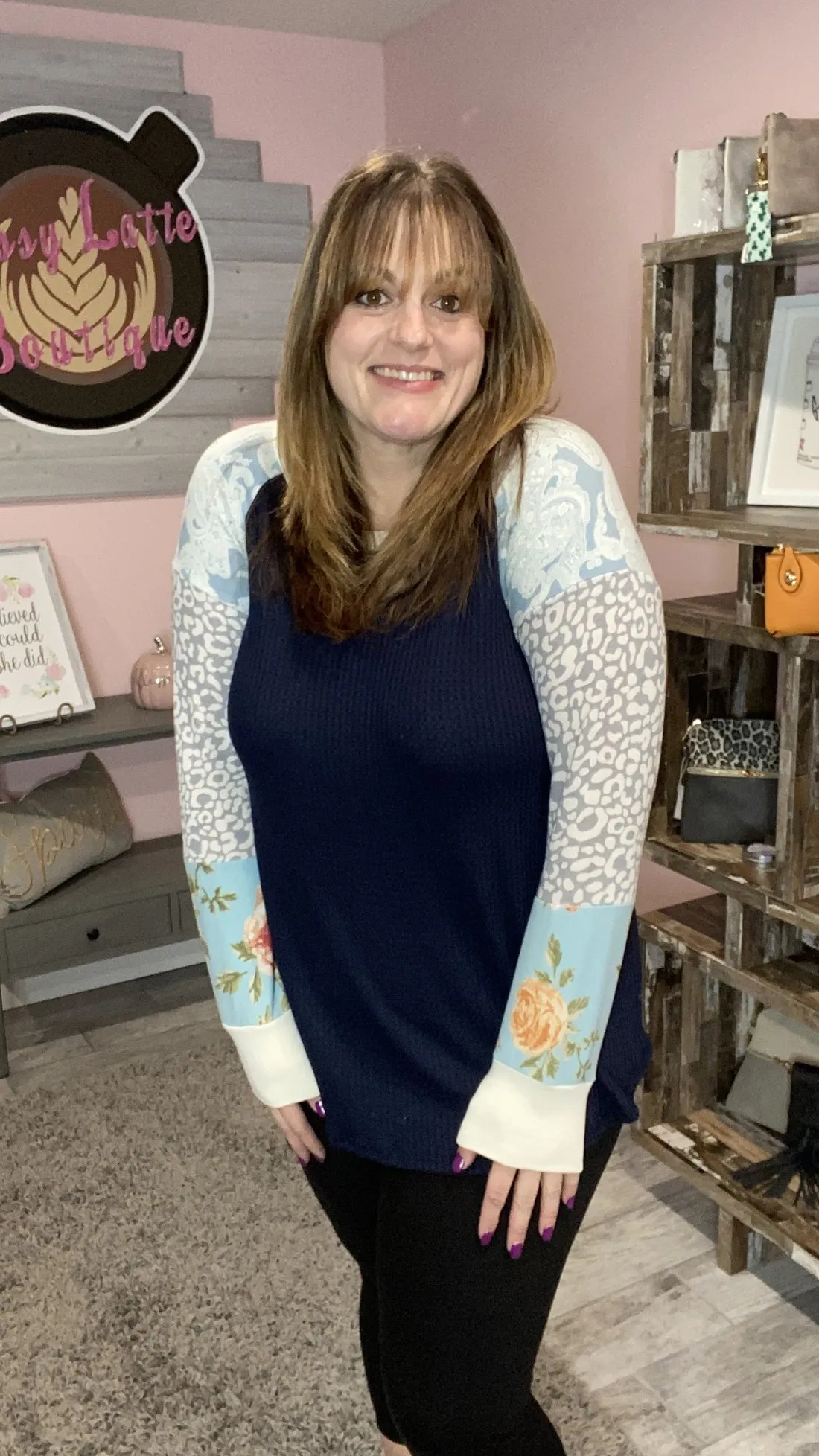 Waffle Knit Raglan Top
