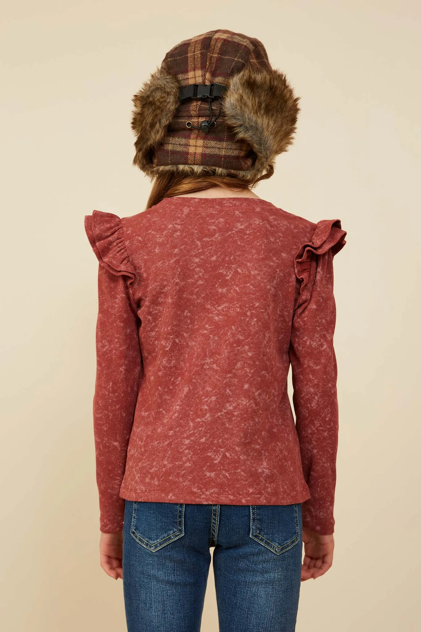 Washed Ruffled Knit Top