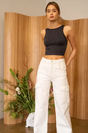 WASHED SEAMLESS CROP TOP