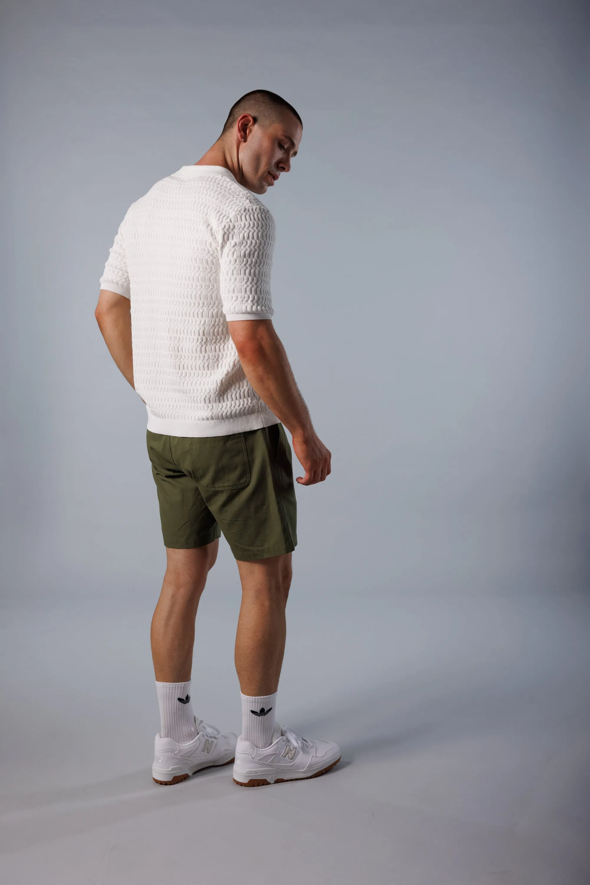 Wave Knit Polo - White