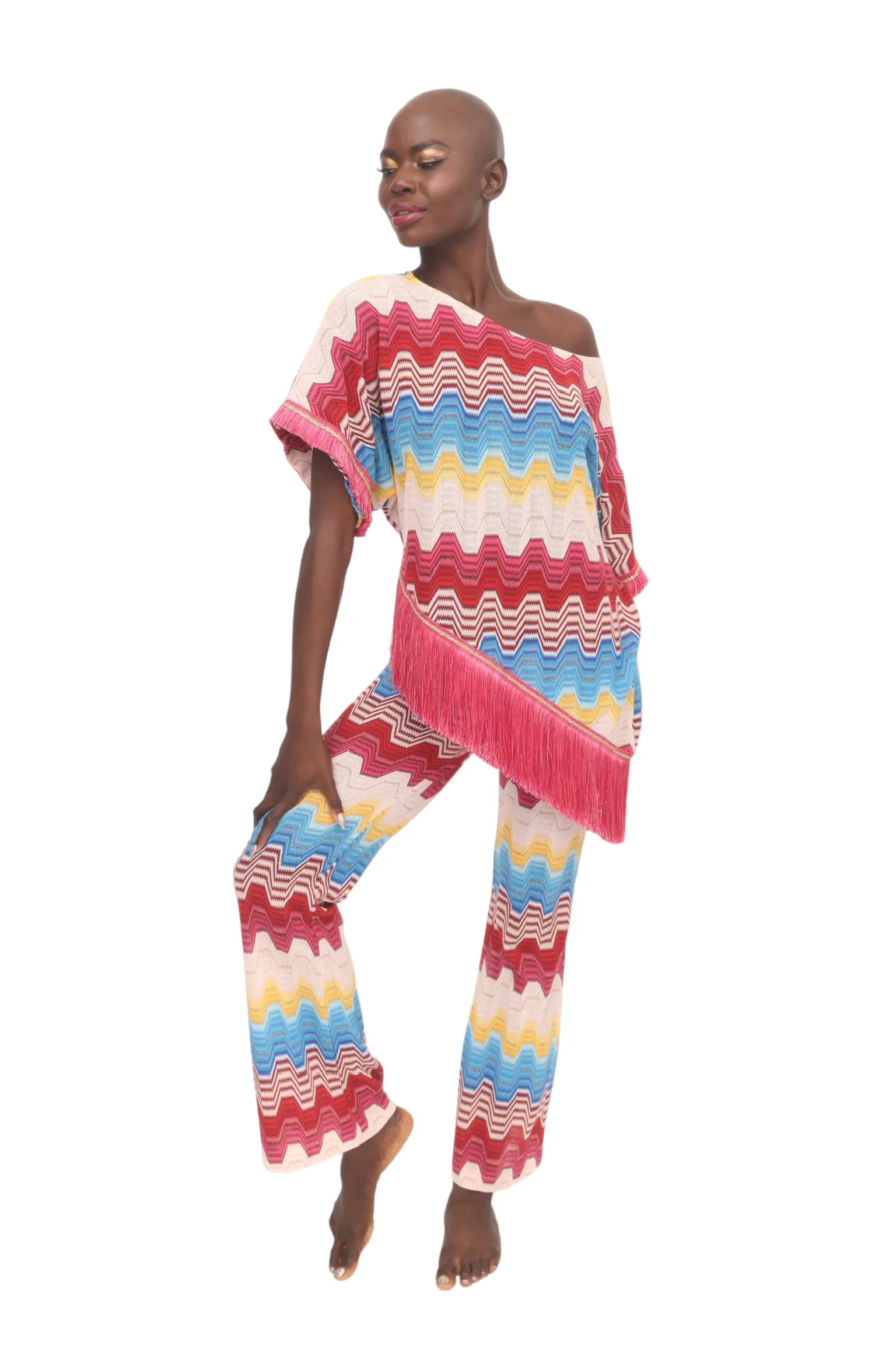 Wavy Crochet Top with Fringe
