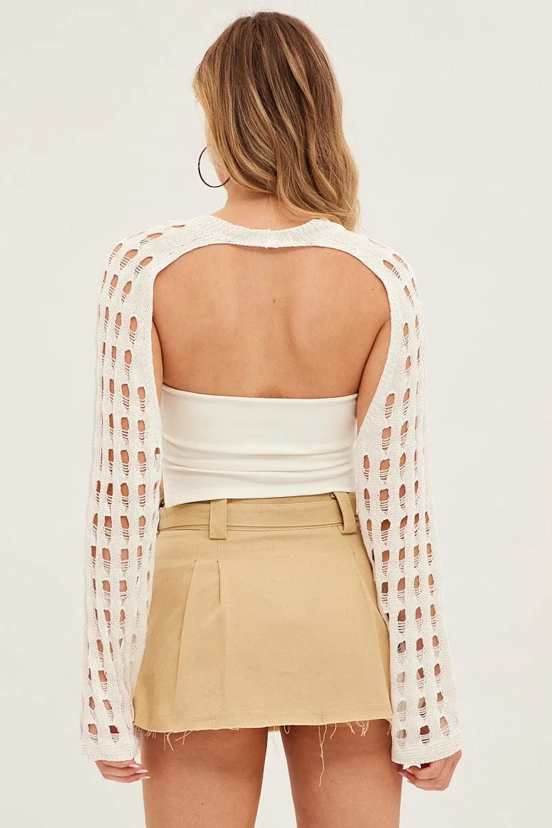 White Crochet Knit Top