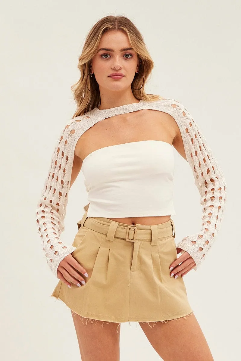 White Crochet Knit Top