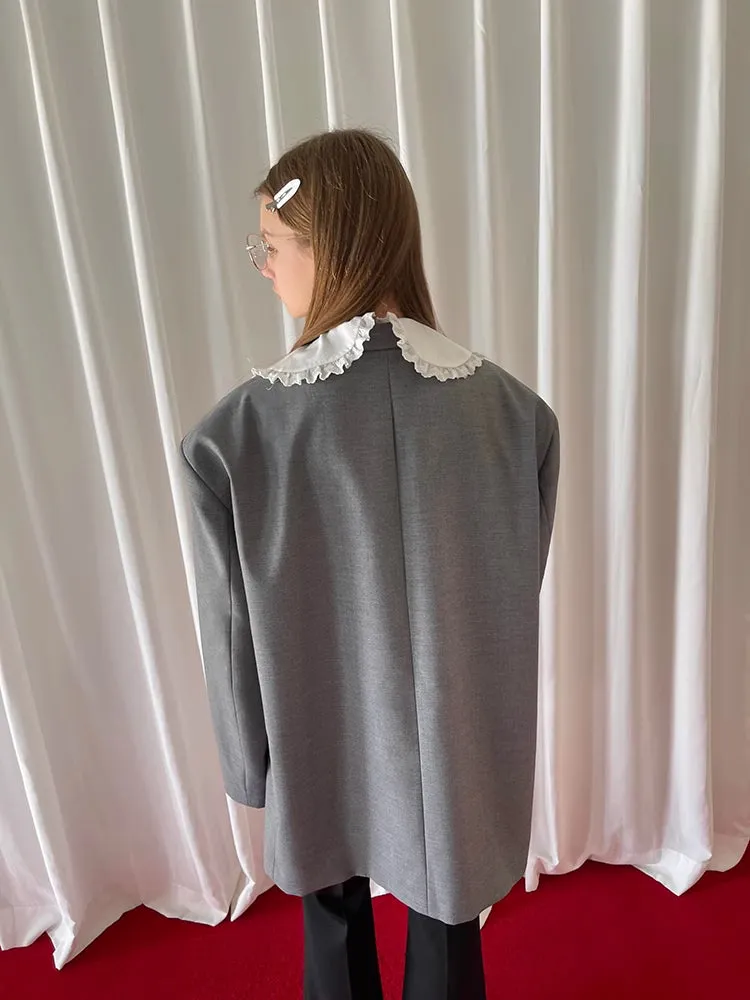 White lace doll collar knit top【s0000006516】