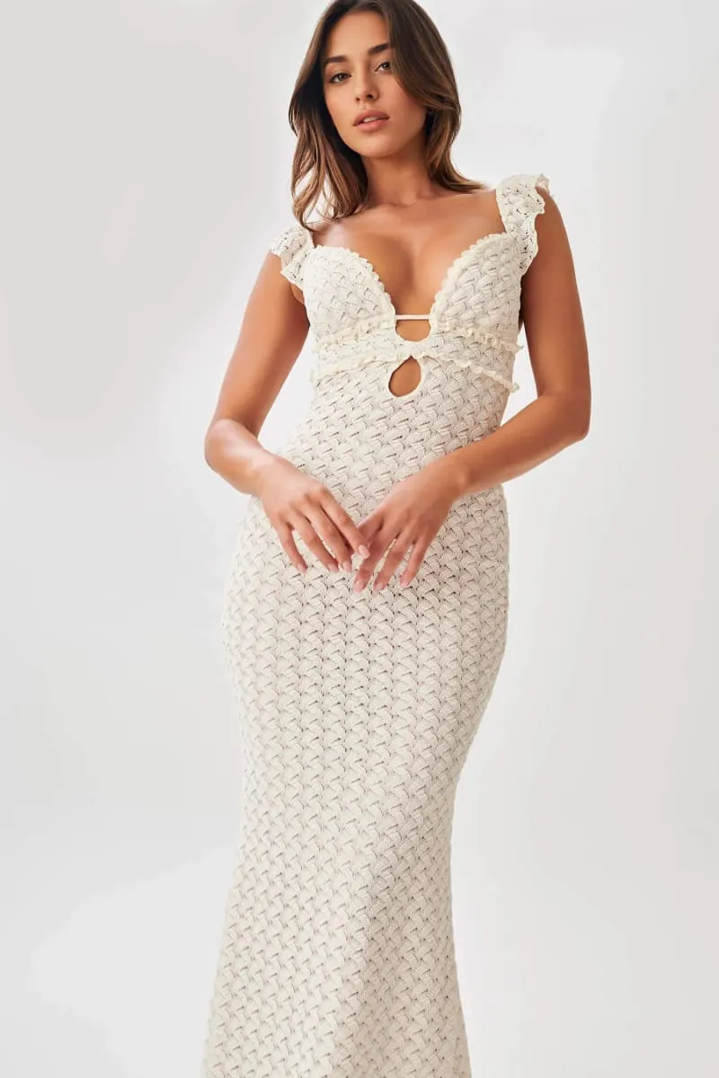 White Lace Sleeveless Backless Maxi Dress