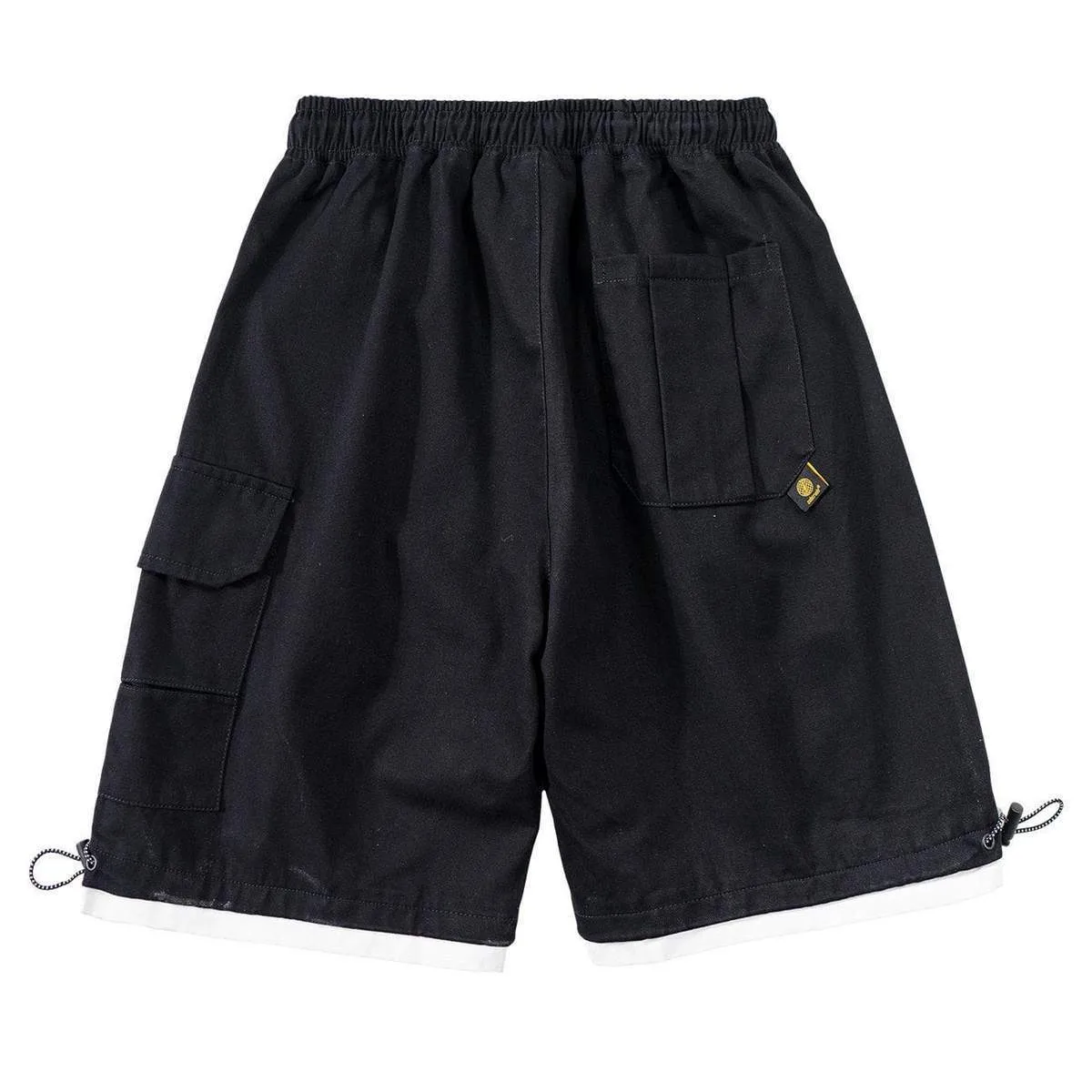 WLS Letter Prints Fake Two Pieces Cargo Shorts