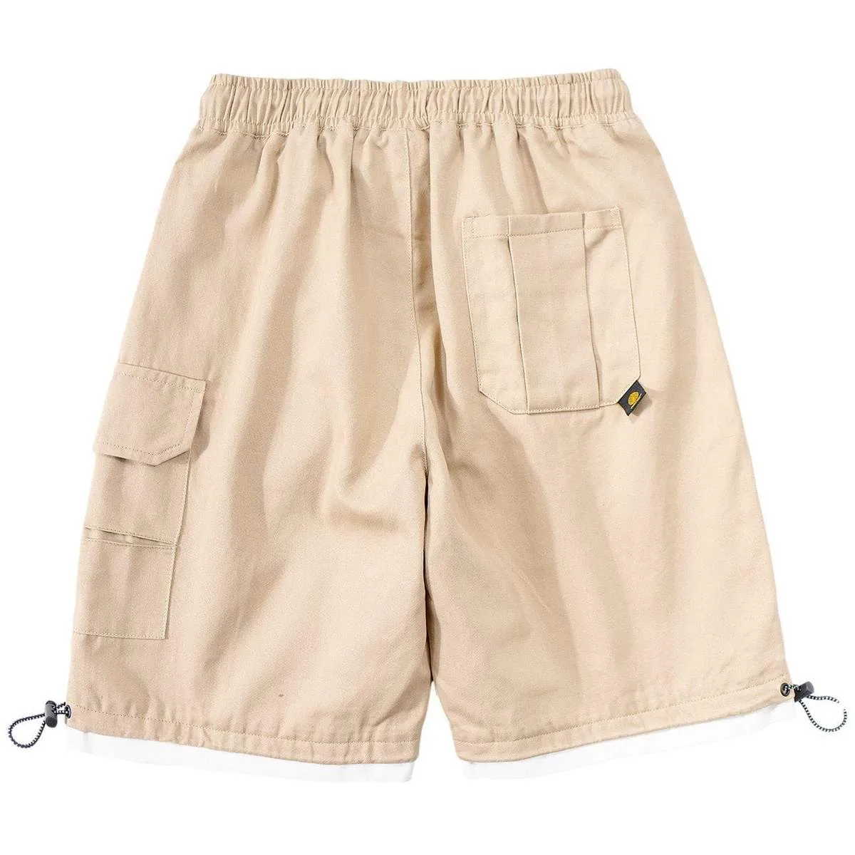 WLS Letter Prints Fake Two Pieces Cargo Shorts
