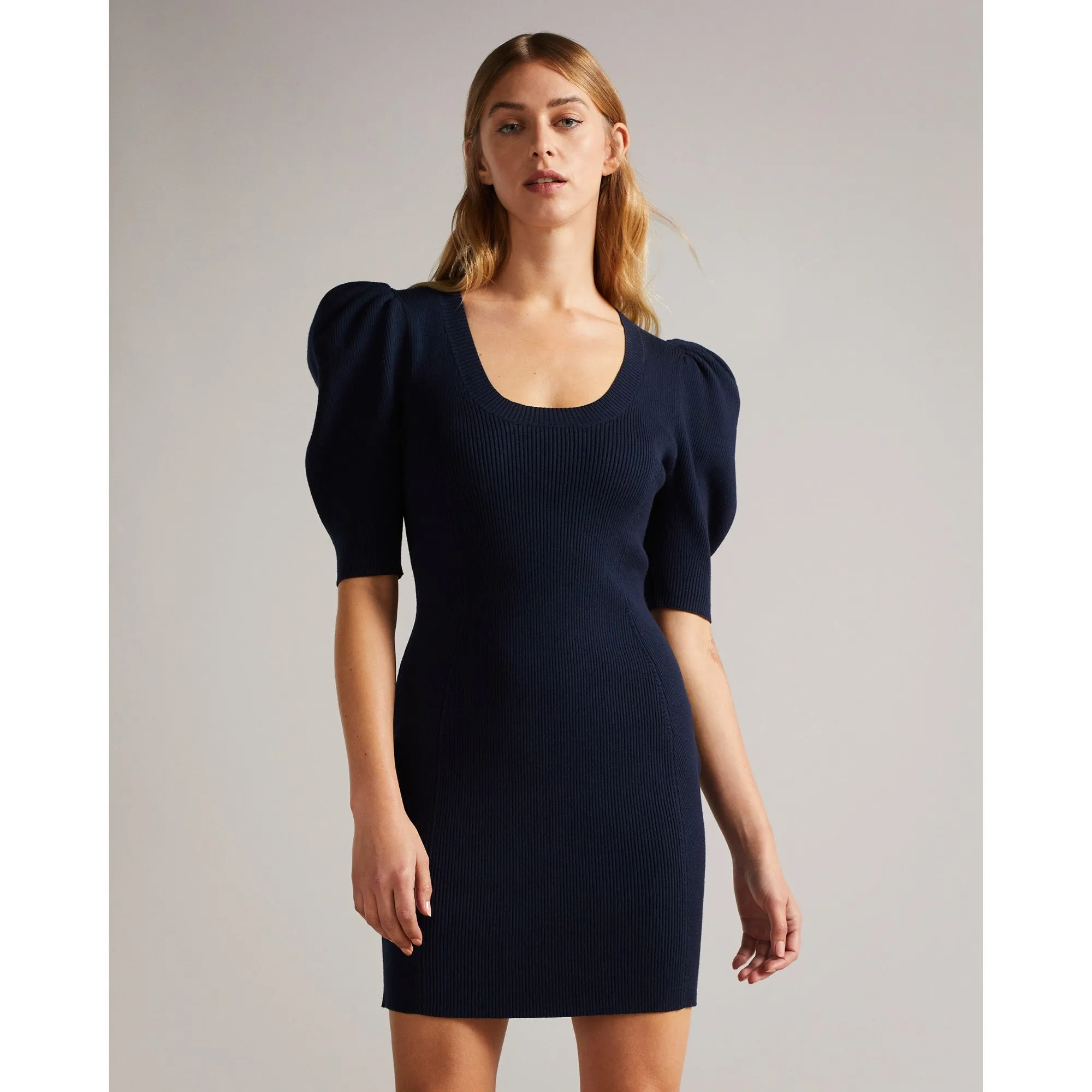 Women Wmd-Dollra-Scoop Neck Bodycon Dress - Dk-Blue