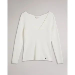 Women Wmk-Cileste-V Neck Slim Fit Knit Top - Ivory