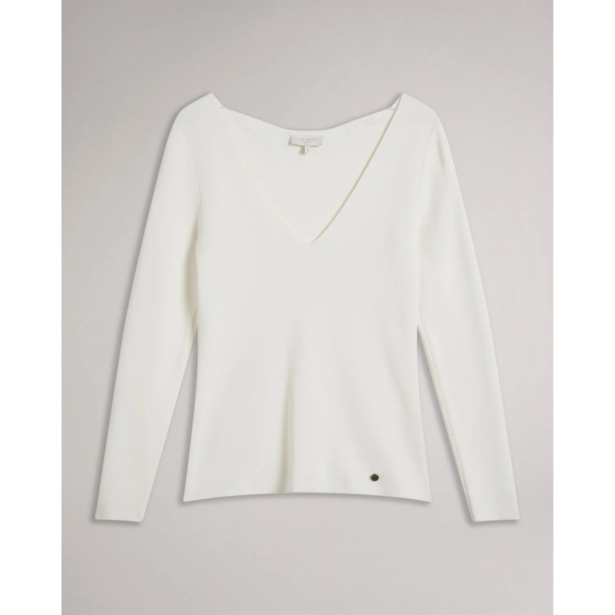 Women Wmk-Cileste-V Neck Slim Fit Knit Top - Ivory