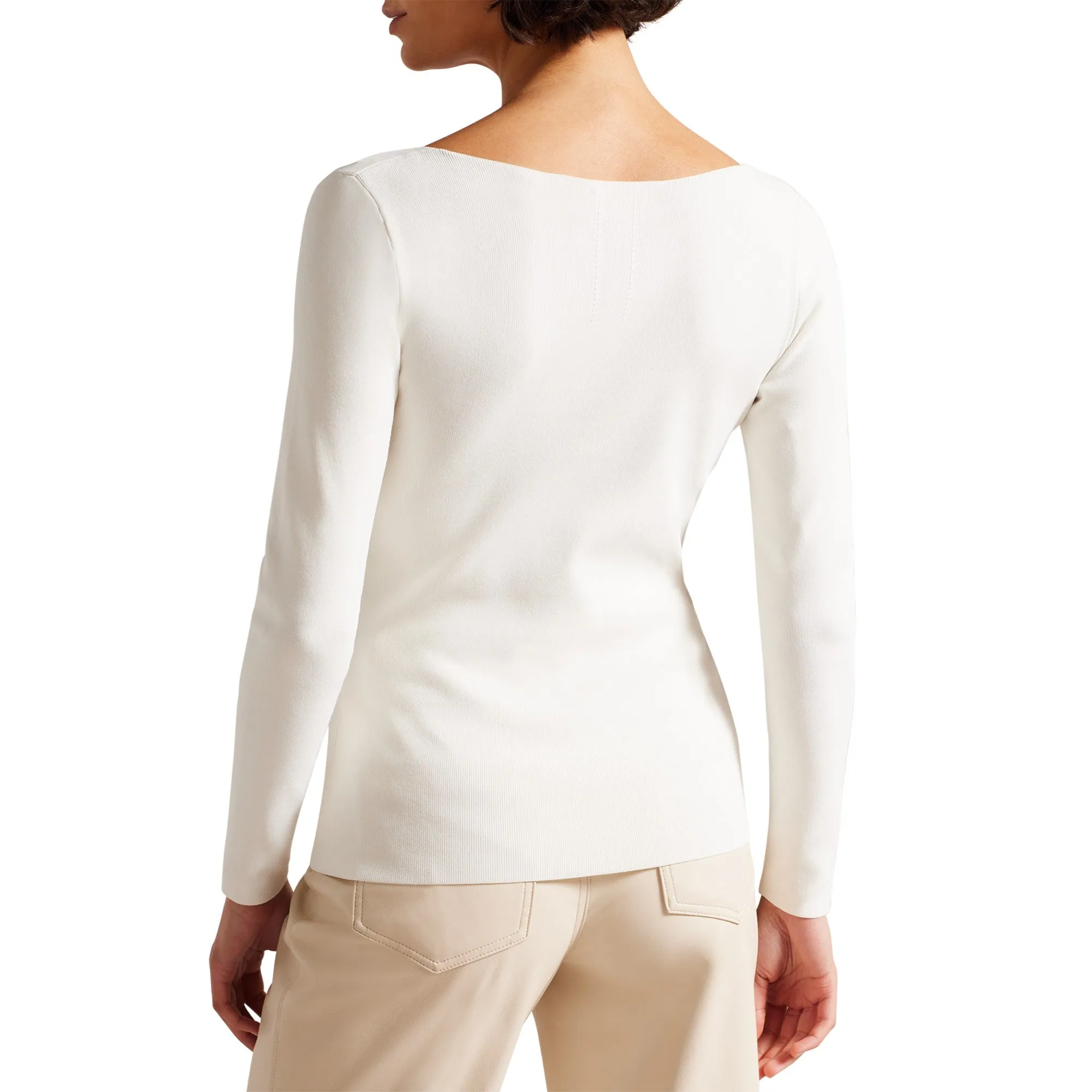 Women Wmk-Cileste-V Neck Slim Fit Knit Top - Ivory