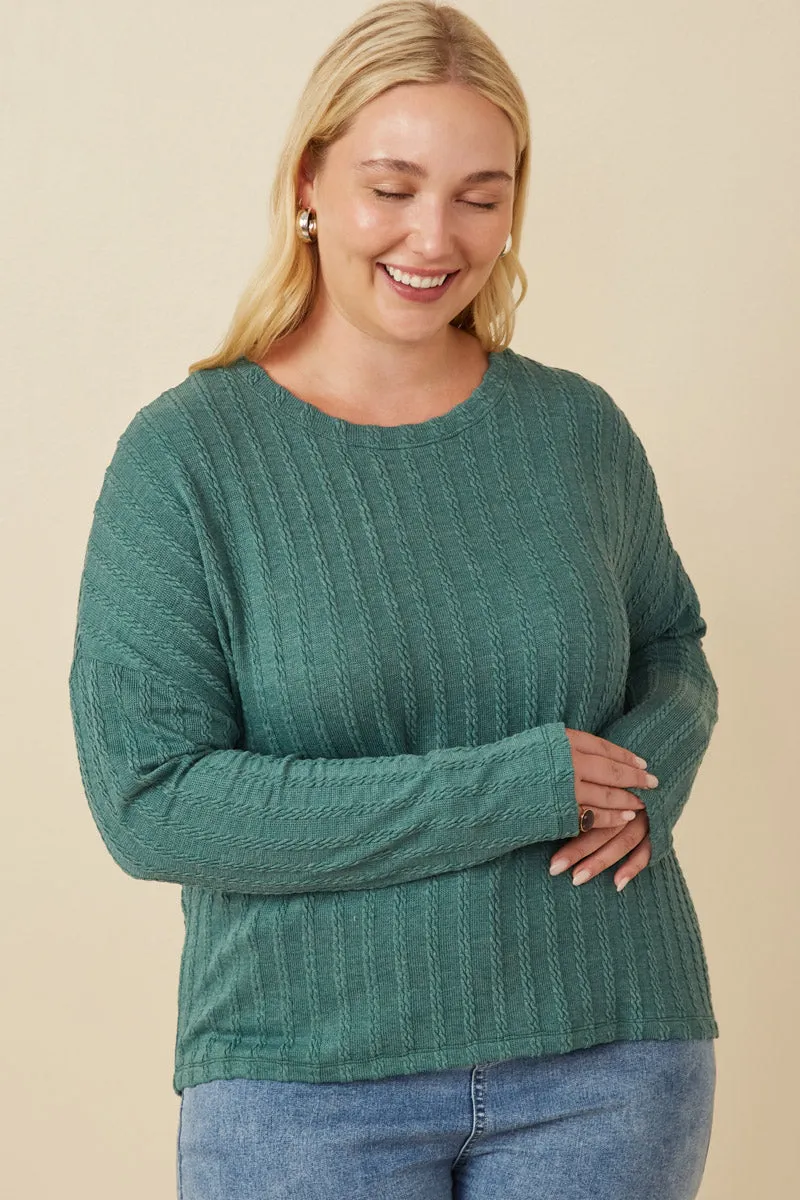 Womens Cable Knit Banded Knit Top