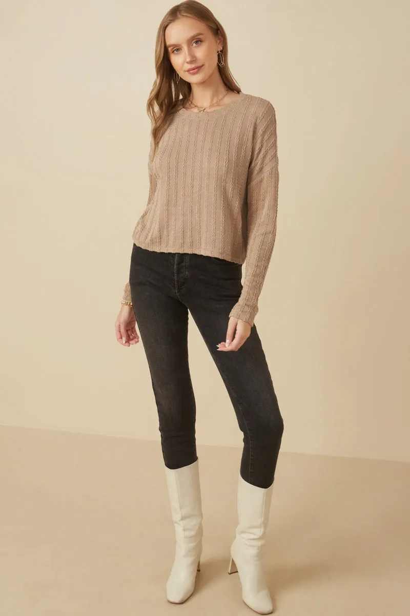 Womens Cable Knit Banded Knit Top