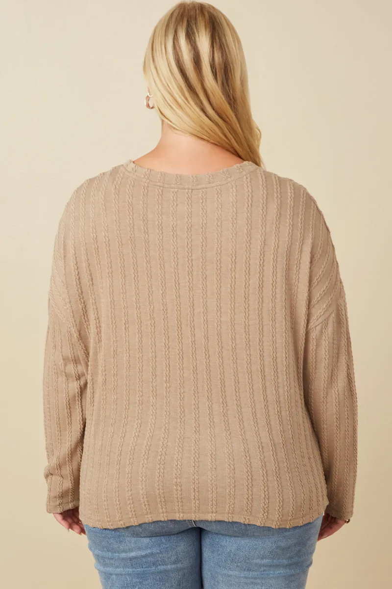 Womens Cable Knit Banded Knit Top