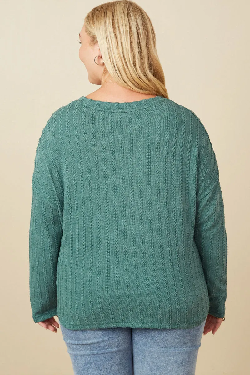 Womens Cable Knit Banded Knit Top