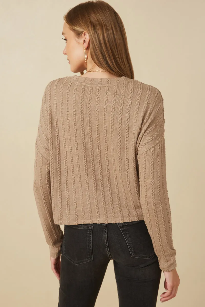 Womens Cable Knit Banded Knit Top