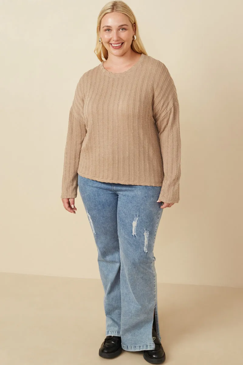 Womens Cable Knit Banded Knit Top