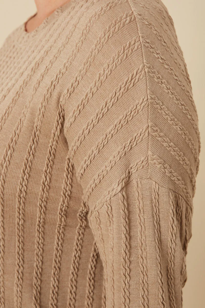 Womens Cable Knit Banded Knit Top