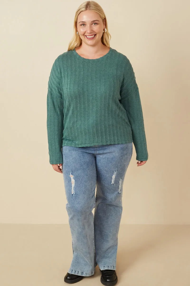 Womens Cable Knit Banded Knit Top
