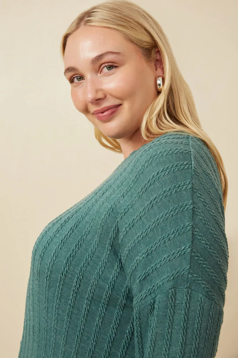 Womens Cable Knit Banded Knit Top