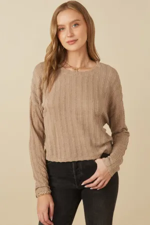 Womens Cable Knit Banded Knit Top