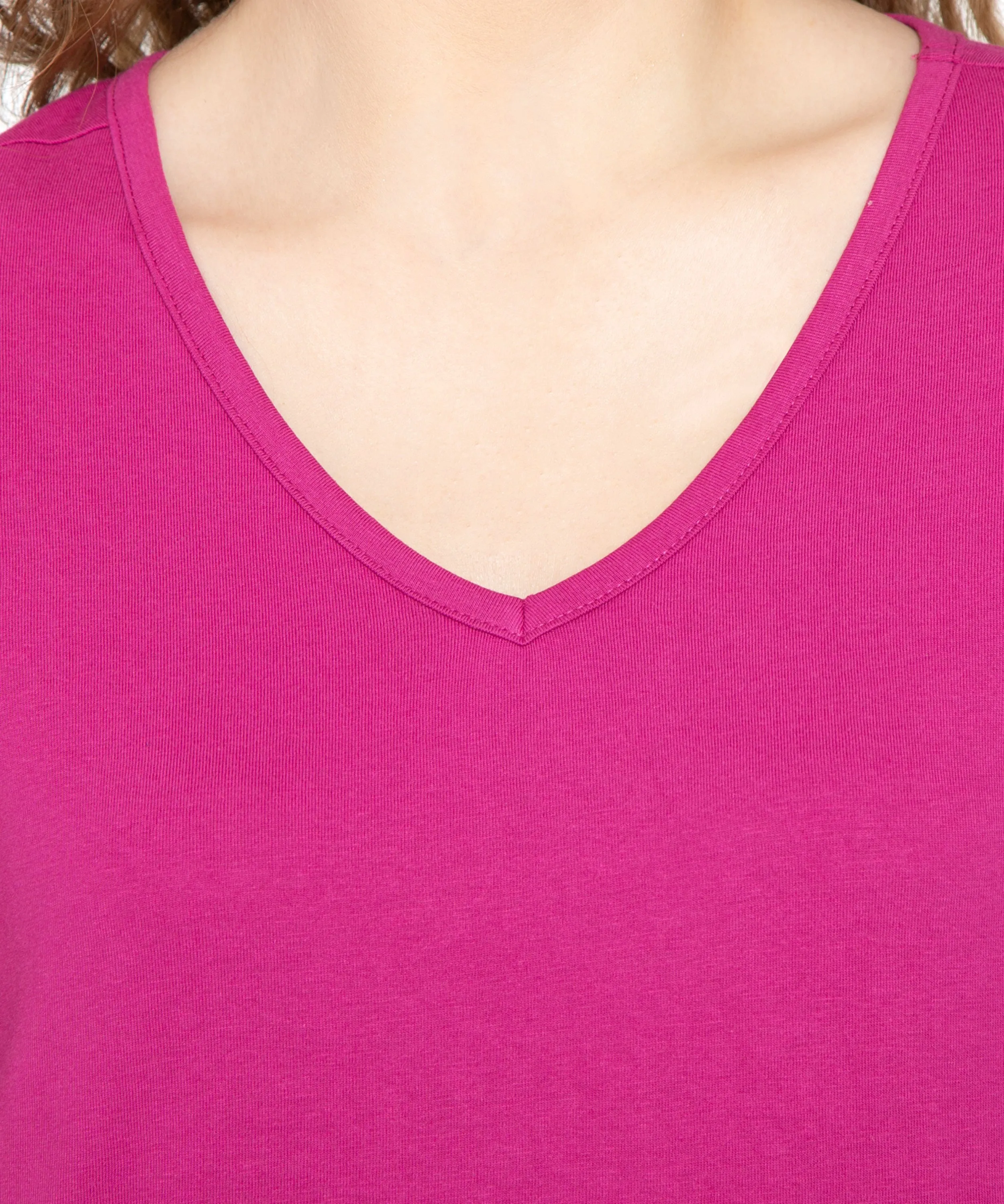 Women's V Neck Knit Tee– Hits at the Hip for Longer Coverage and a Sleeker Fit