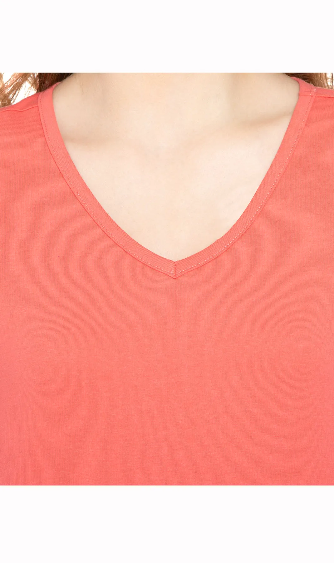 Women's V Neck Knit Tee– Hits at the Hip for Longer Coverage and a Sleeker Fit