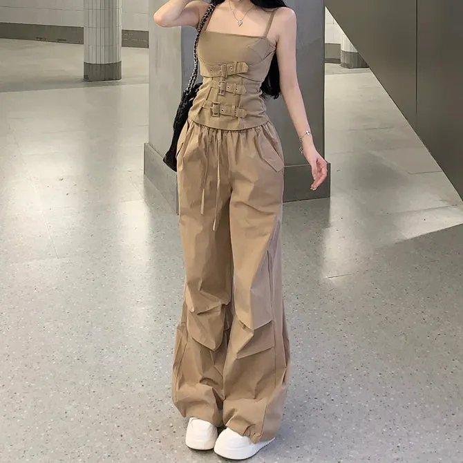 Workwear Camisole High-Waisted Wide-Leg Pants