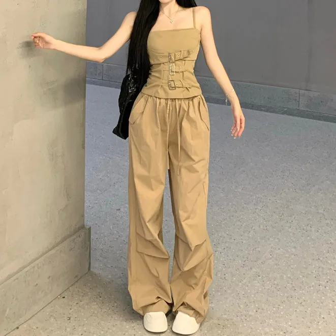 Workwear Camisole High-Waisted Wide-Leg Pants