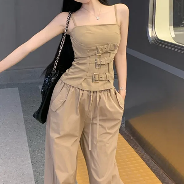 Workwear Camisole High-Waisted Wide-Leg Pants
