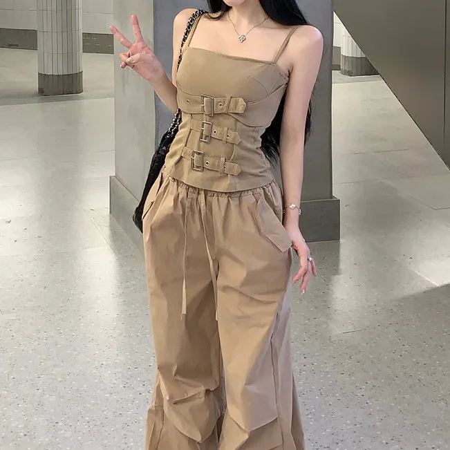 Workwear Camisole High-Waisted Wide-Leg Pants