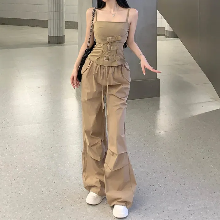 Workwear Camisole High-Waisted Wide-Leg Pants