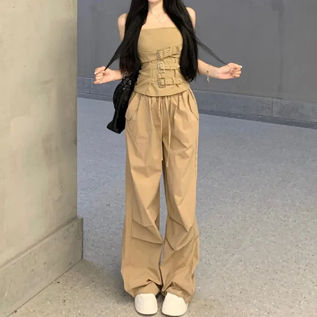 Workwear Camisole High-Waisted Wide-Leg Pants