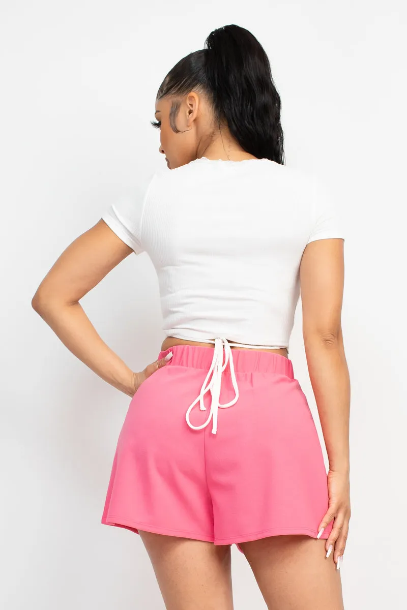 Wrap Surplice Lace Trim Top