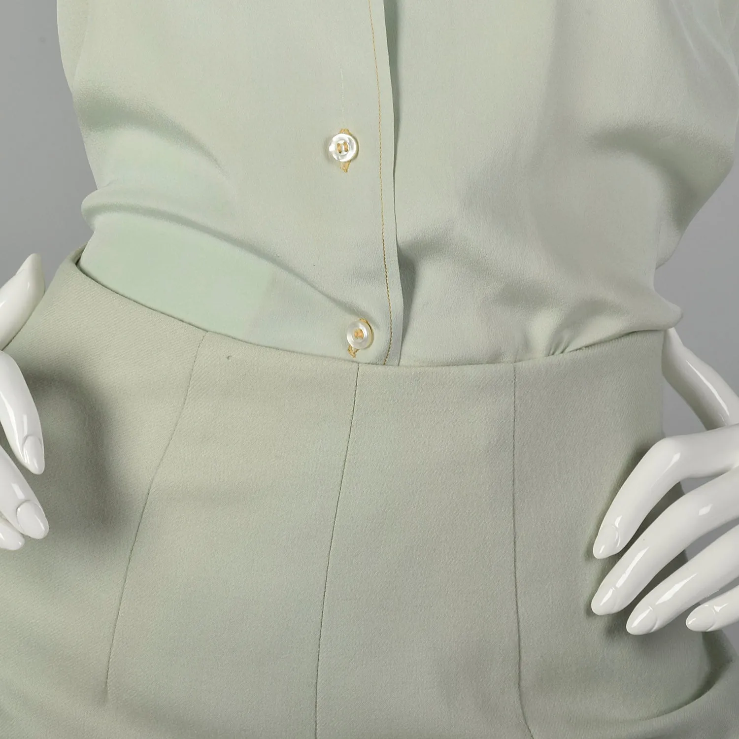 XS Pastel Green Jax Shirt and Cigarette Pants Set