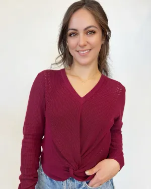 Yelena Twist Front Long Sleeve Knit Top